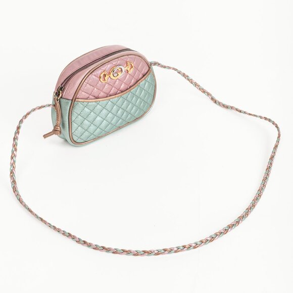 Gucci Zumi Pink & Blue Laminated Leather Quilted Mini Bag - Picture 6 of 12